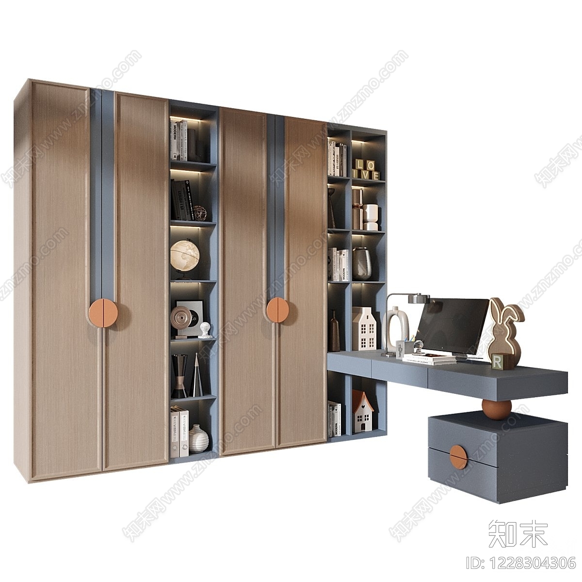现代简约书桌3D模型下载【ID:1228304306】