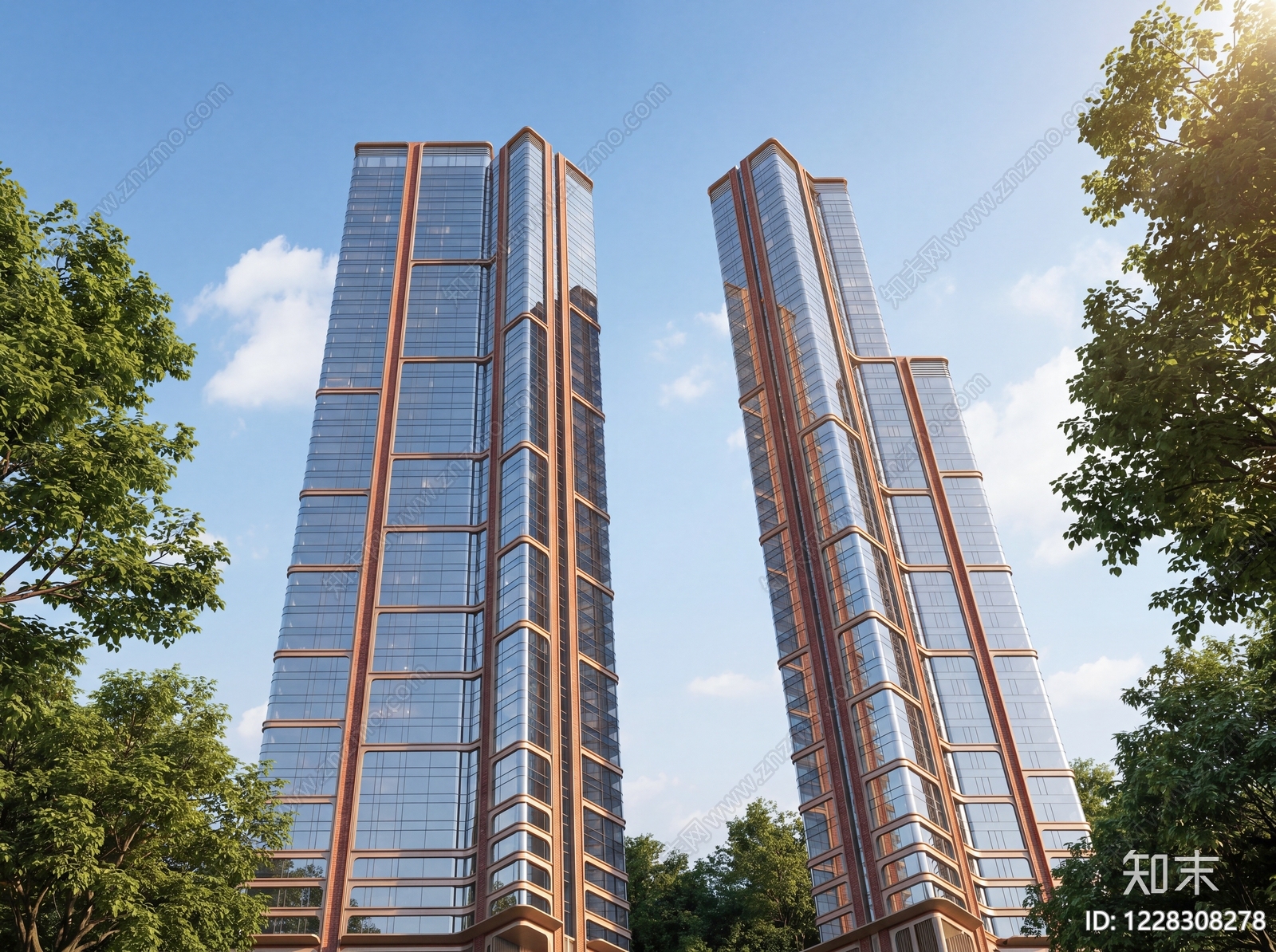 现代主义超高层住宅楼SU模型下载【ID:1228308278】