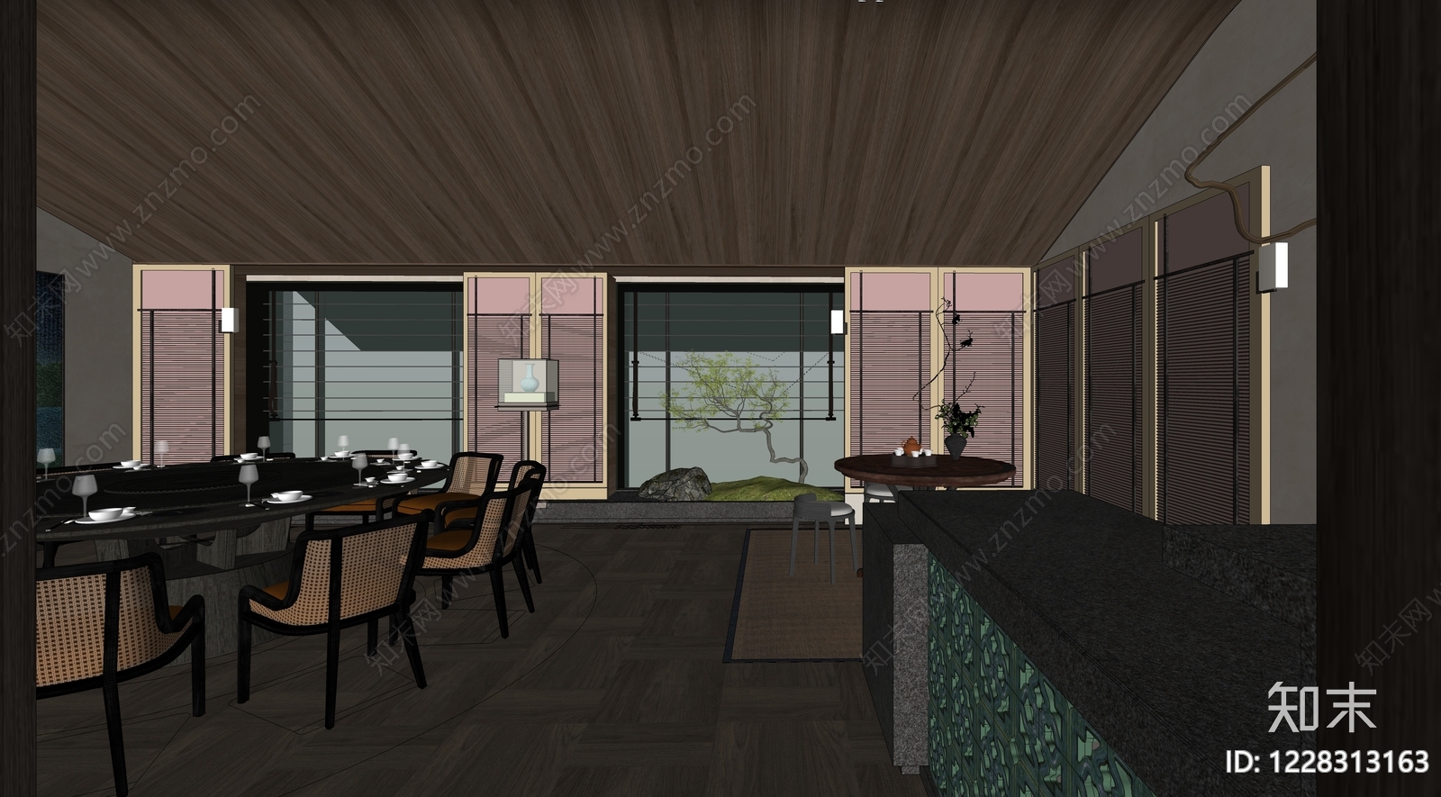新中式包厢SU模型下载【ID:1228313163】