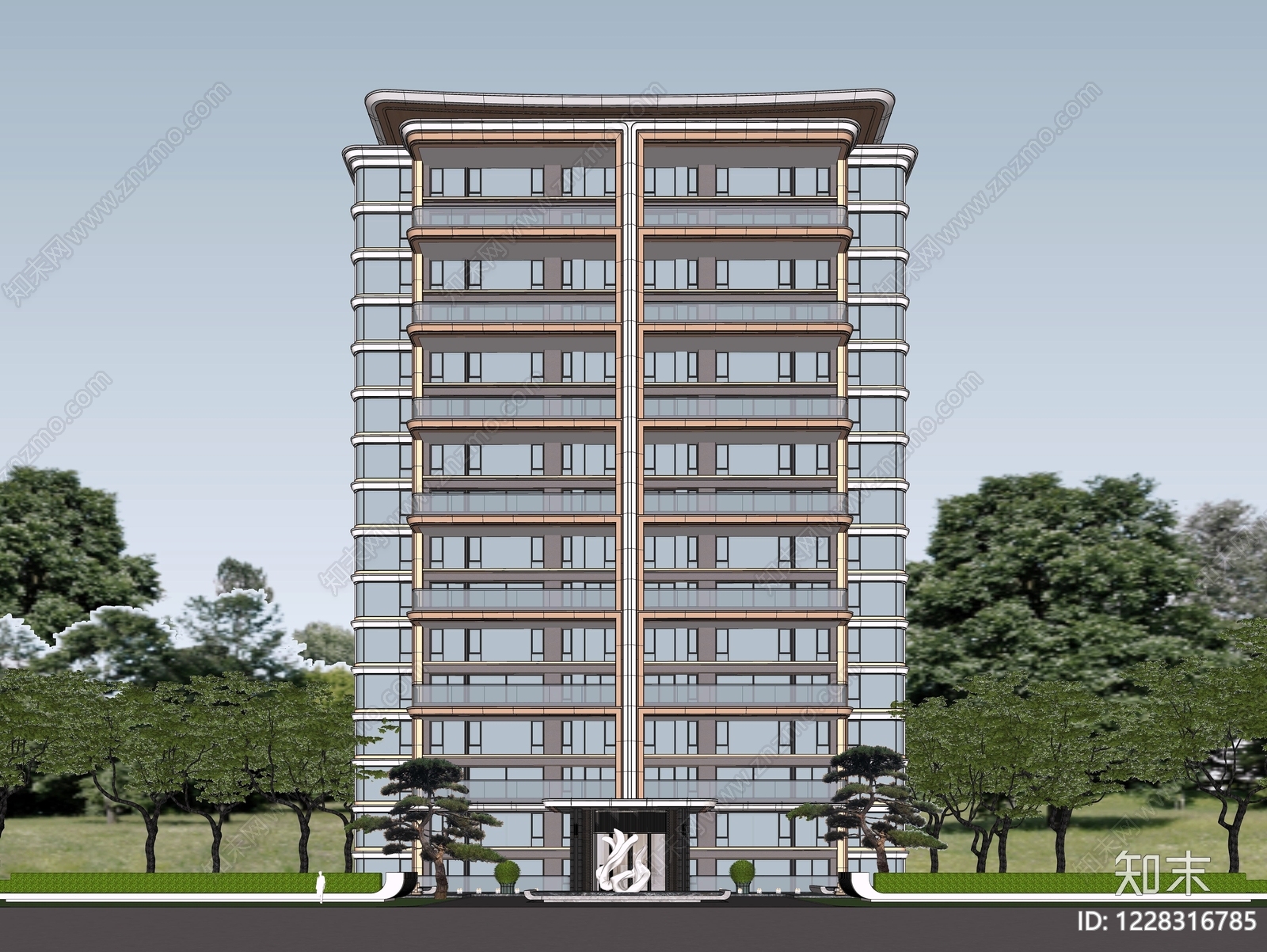 现代主义高层住宅SU模型下载【ID:1228316785】