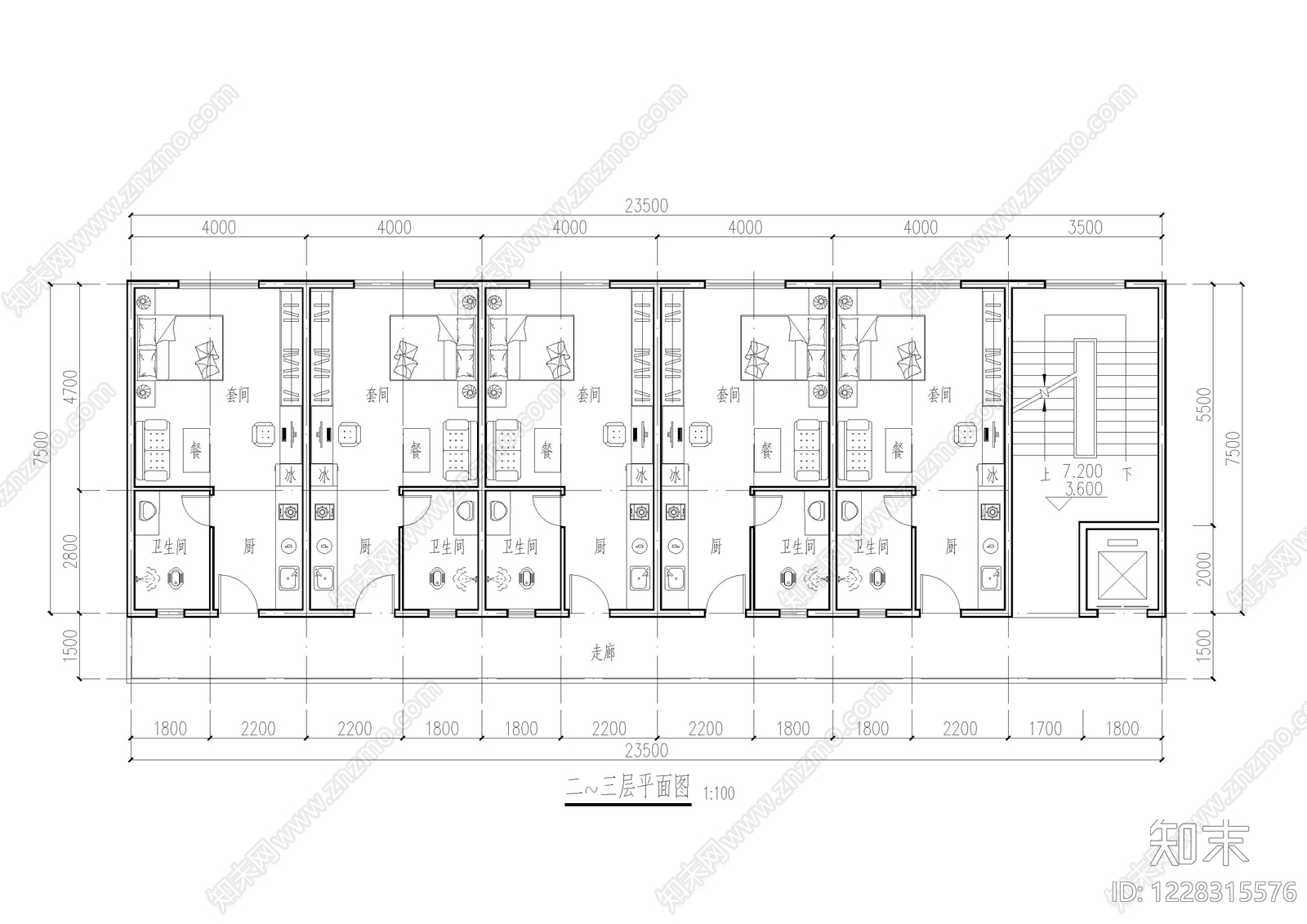 公寓建筑cad施工图下载【ID:1228315576】