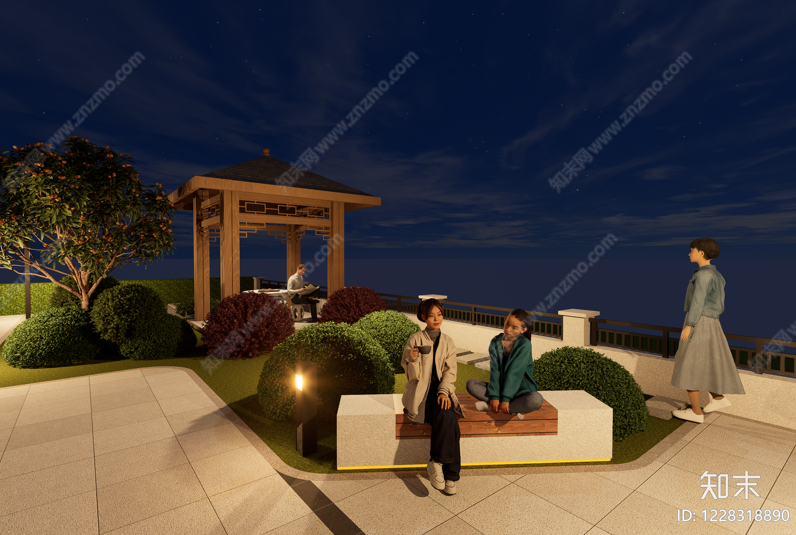 新中式景观乡村庭院SU模型下载【ID:1228318890】