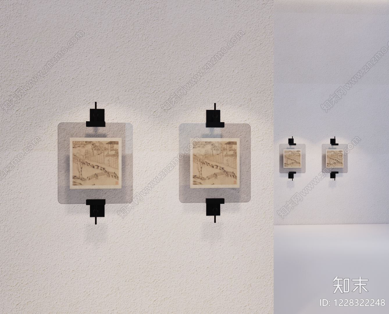 新中式挂画SU模型下载【ID:1228322248】