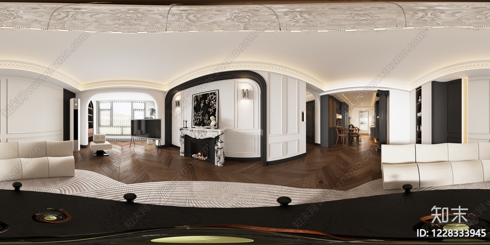法式家居客厅3D模型下载【ID:1228333945】