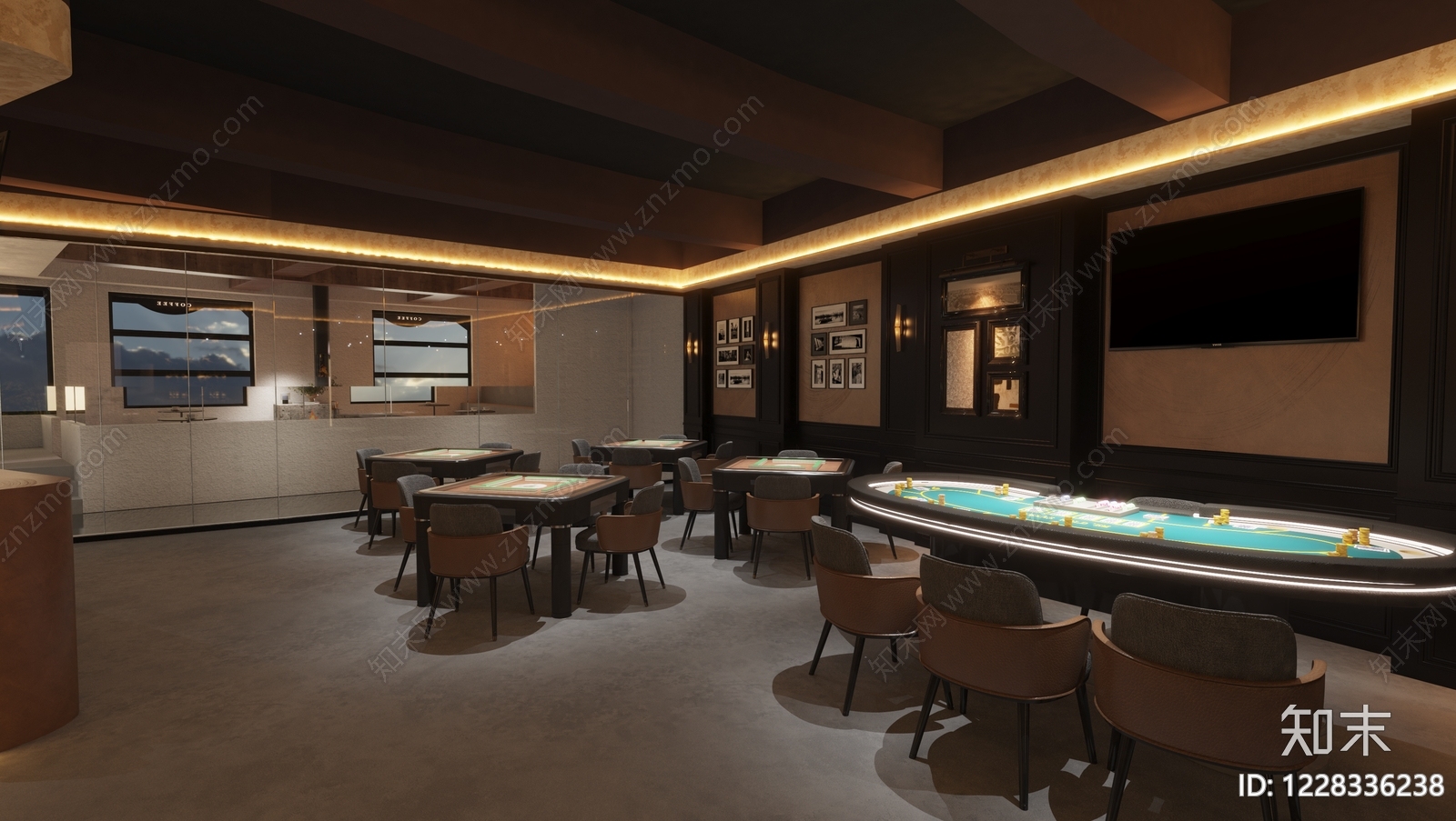 轻奢棋牌室3D模型下载【ID:1228336238】