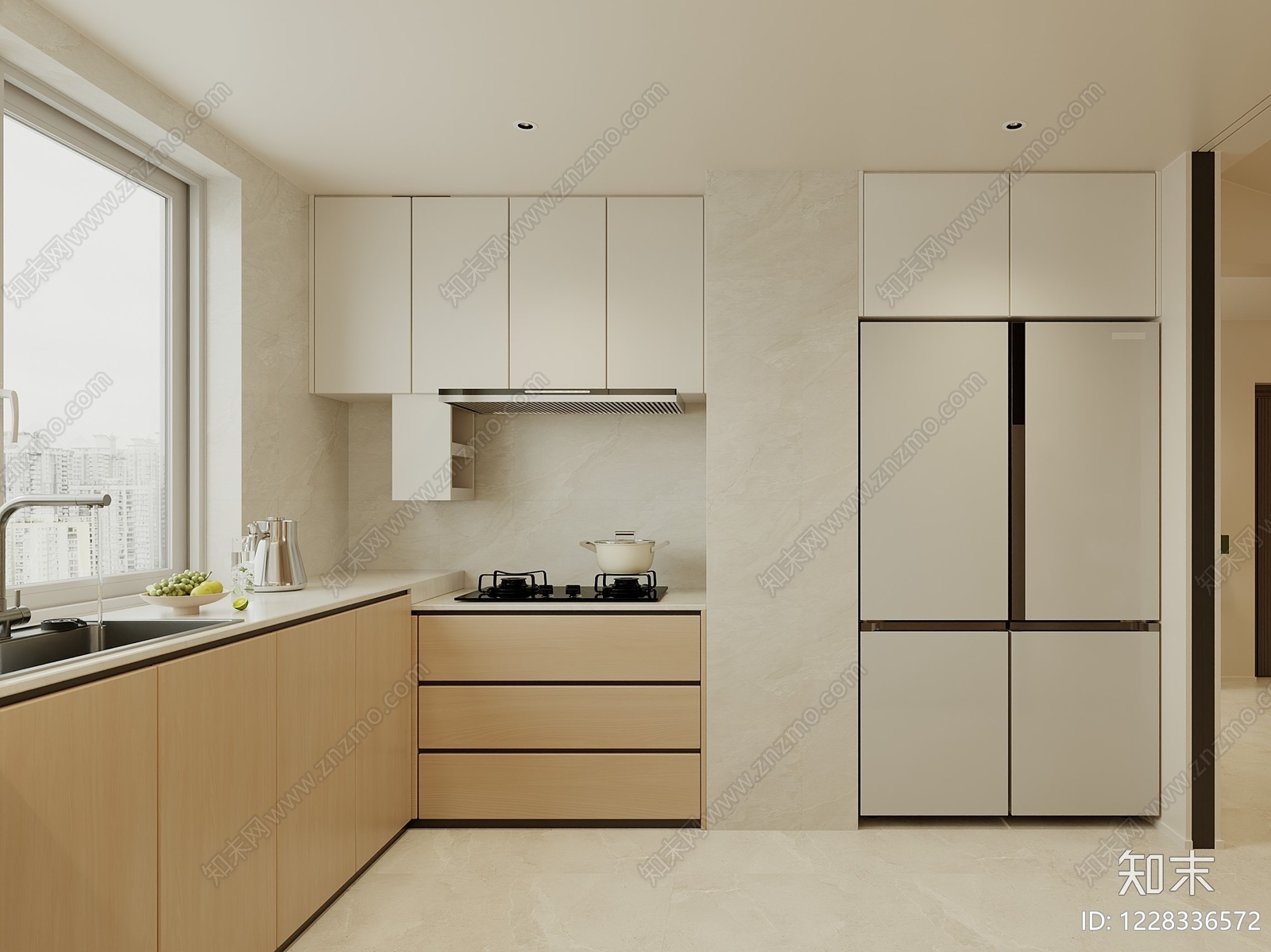 原木风开放式厨房3D模型下载【ID:1228336572】
