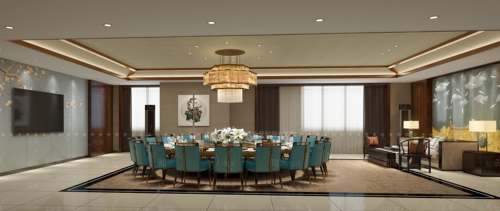 新中式包厢3D模型下载【ID:1228338003】