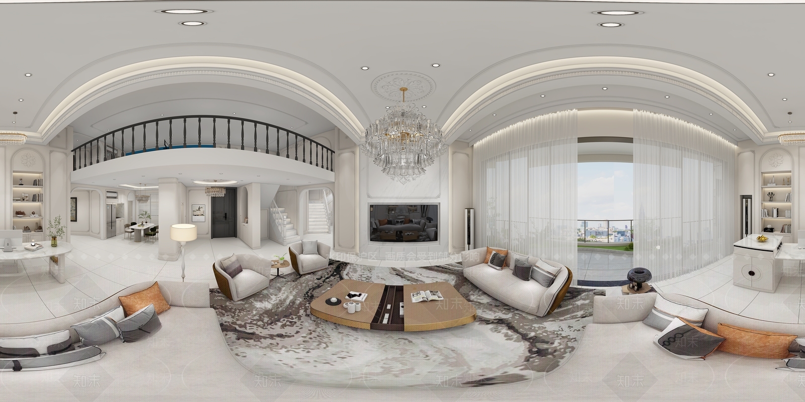 法式别墅客餐厅3D模型下载【ID:1228346732】