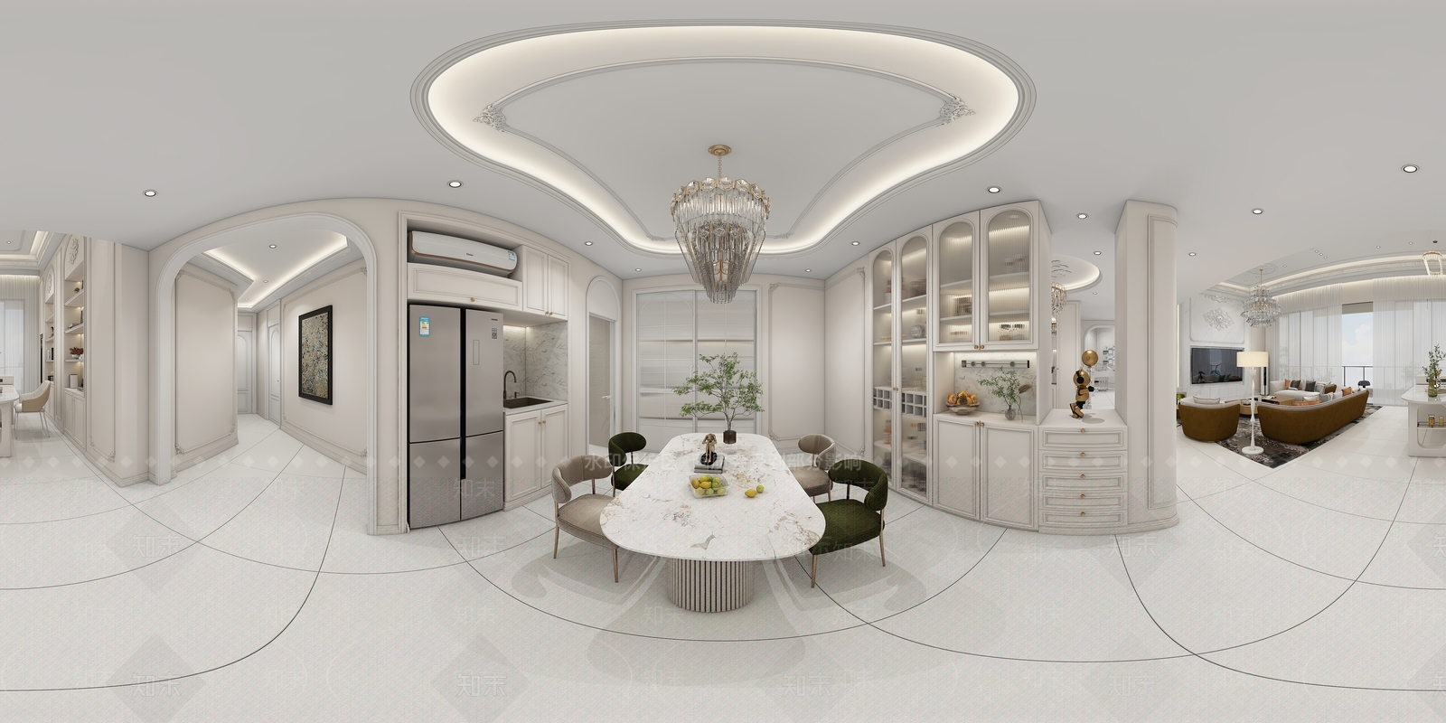 法式别墅客餐厅3D模型下载【ID:1228346732】