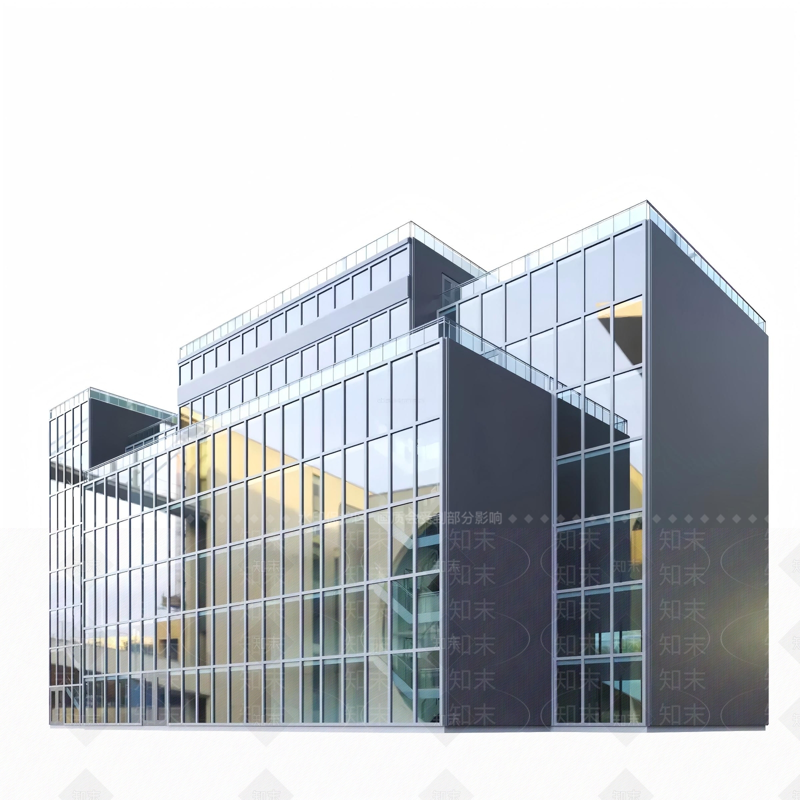 现代主义产业园办公楼3D模型下载【ID:1228371278】