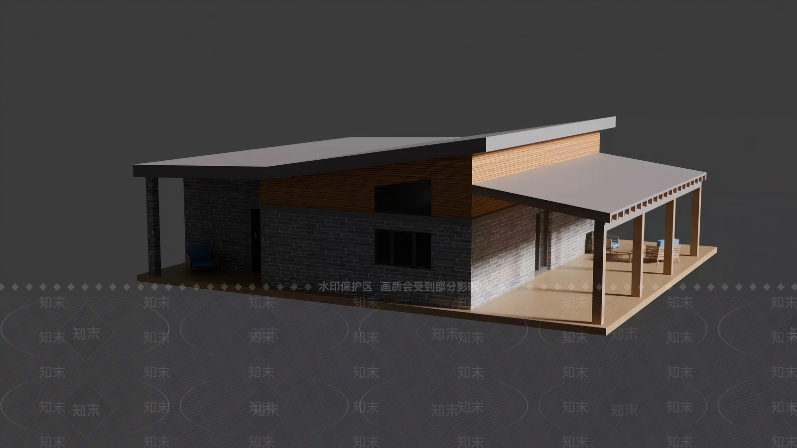 现代主义别墅外观3D模型下载【ID:1228375730】