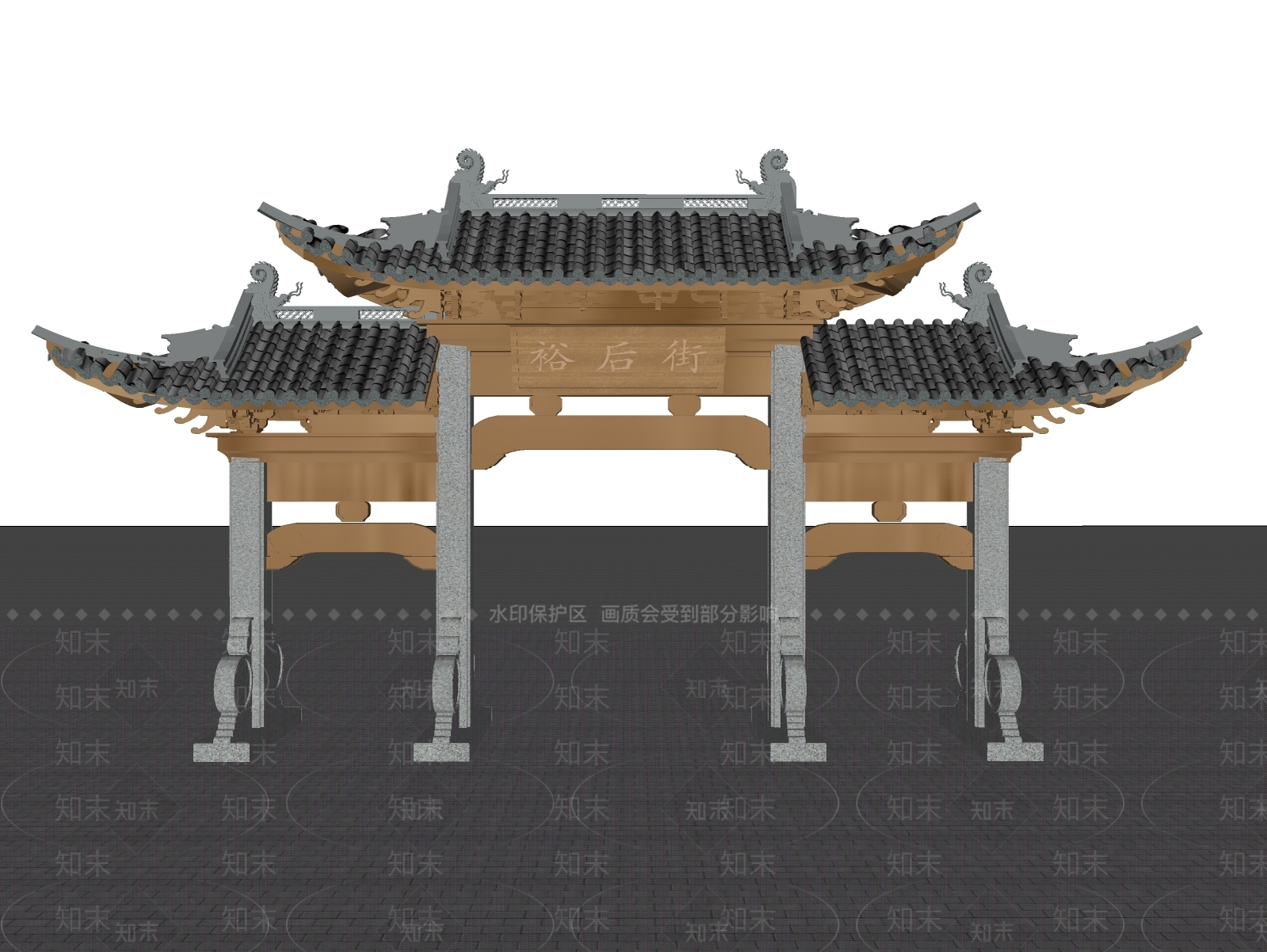 中式古建古建筑SU模型下载【ID:1228387082】