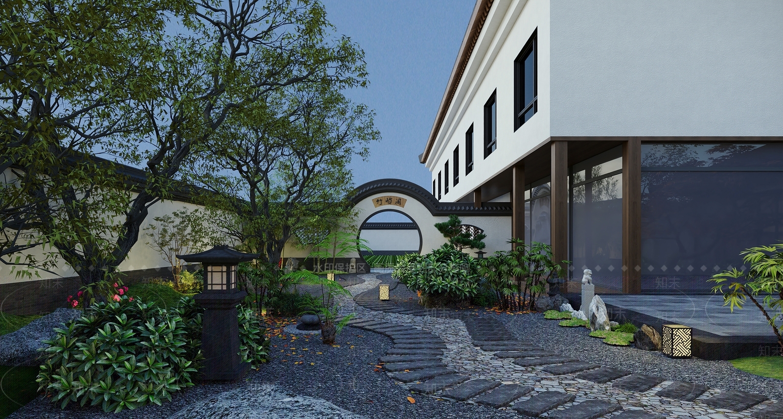 新中式景观庭院3D模型下载【ID:1228389686】
