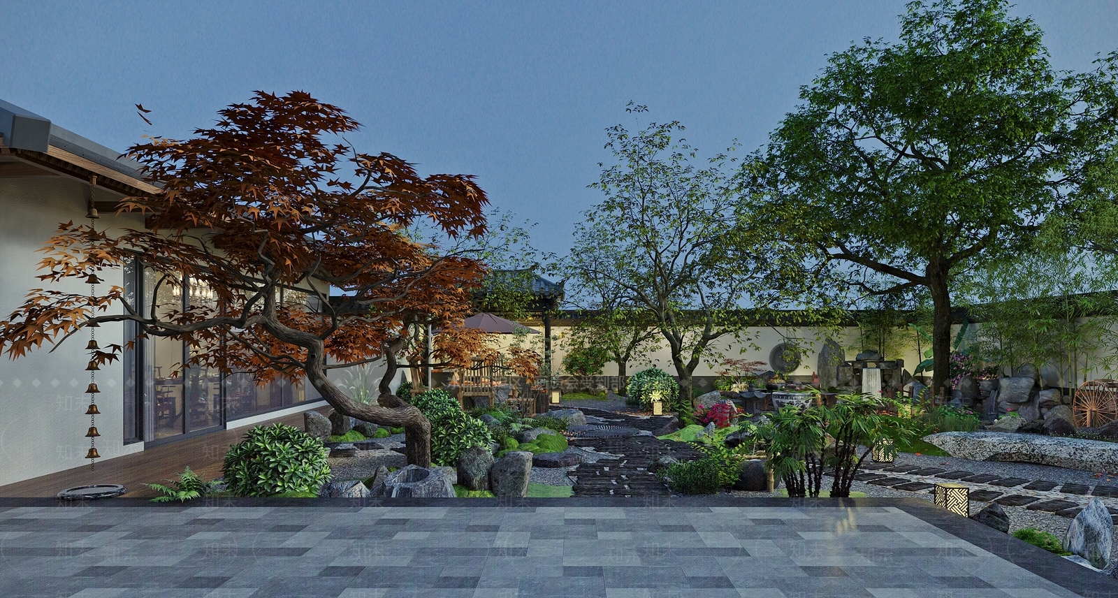 新中式景观庭院3D模型下载【ID:1228389686】