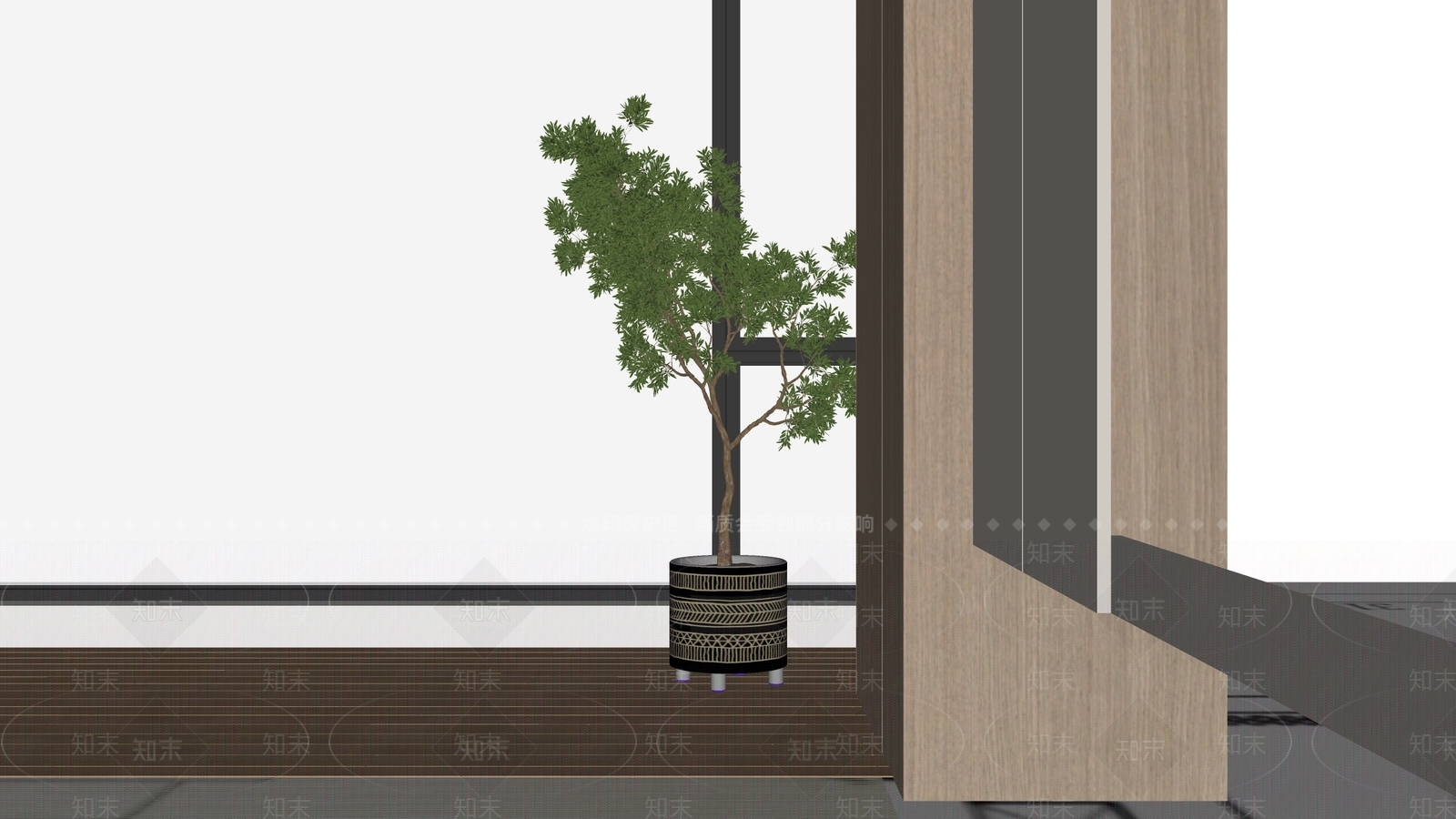 现代简约盆栽SU模型下载【ID:1228398608】