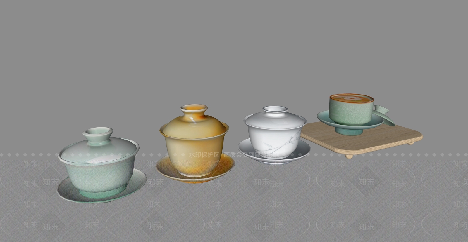 新中式茶具SU模型下载【ID:1228400183】