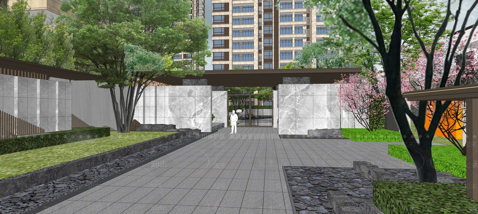 小区景观SU模型下载【ID:1228400830】