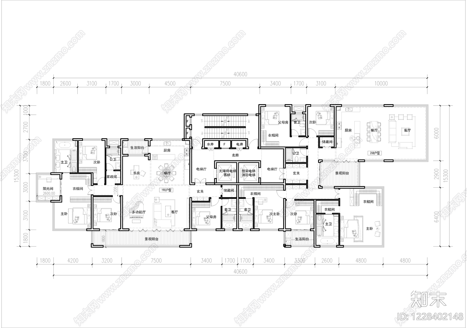 住宅楼建筑cad施工图下载【ID:1228402148】