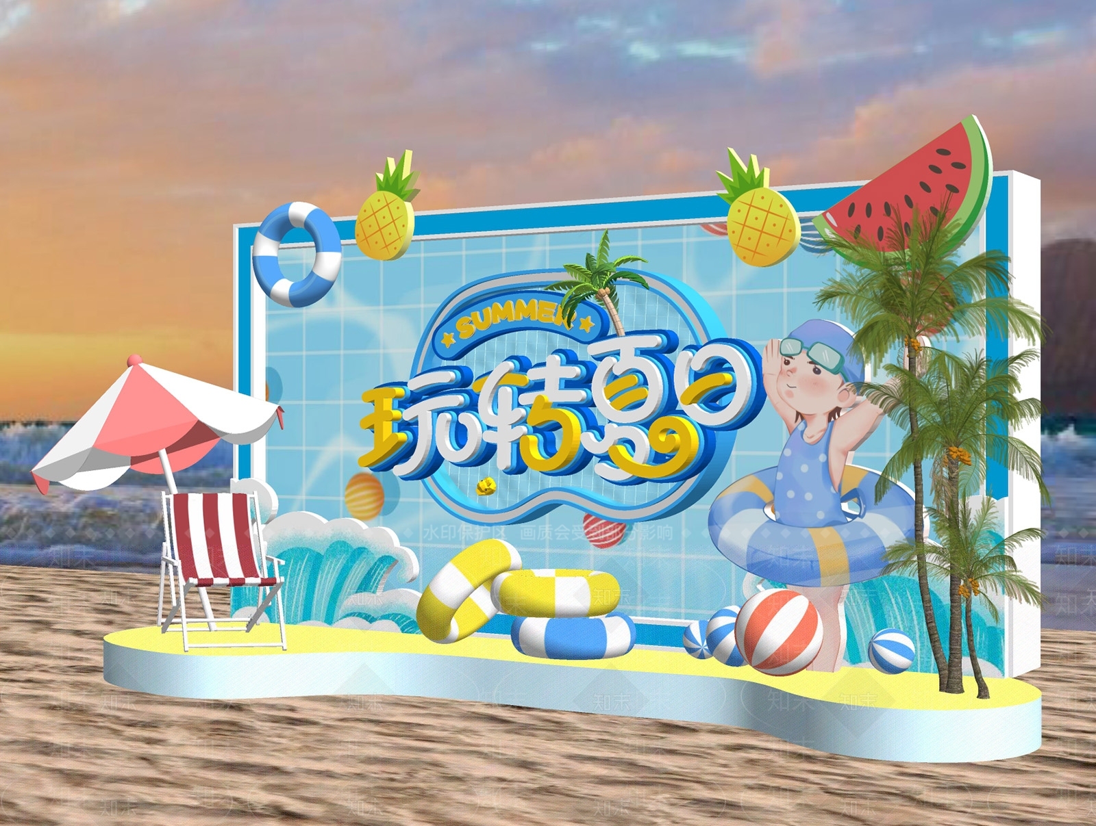 夏季美陈SU模型下载【ID:1228402707】