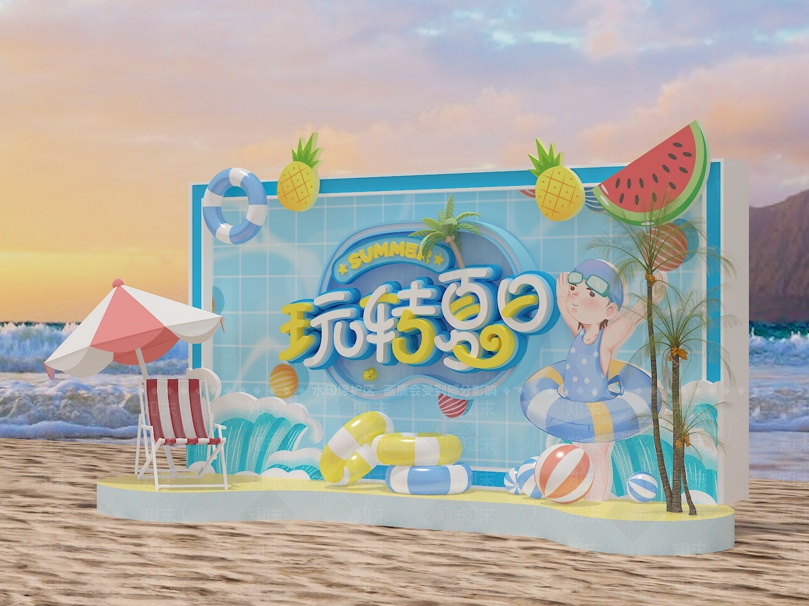 夏季美陈SU模型下载【ID:1228402707】