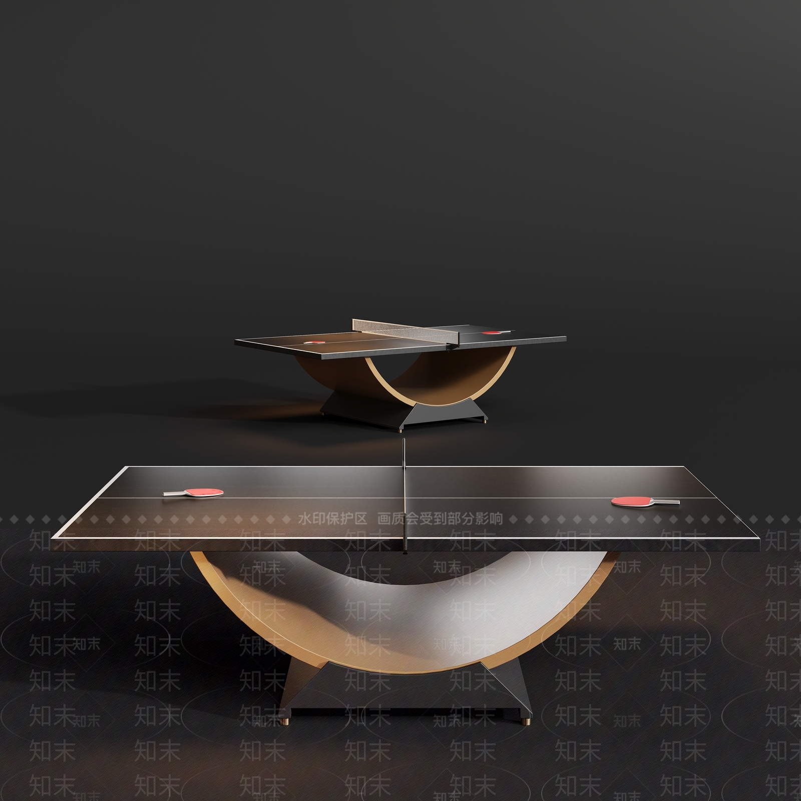 轻奢乒乓球室3D模型渲染效果图