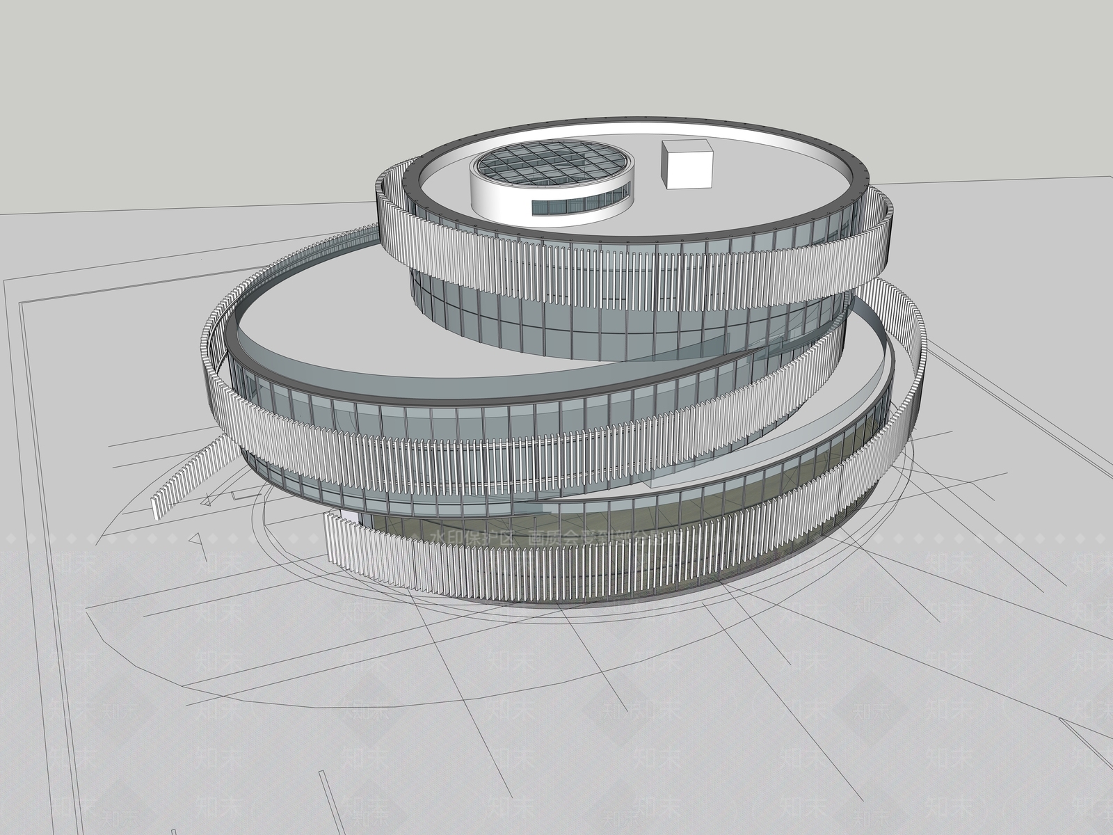 现代主义售楼处建筑SU模型下载【ID:1228404492】