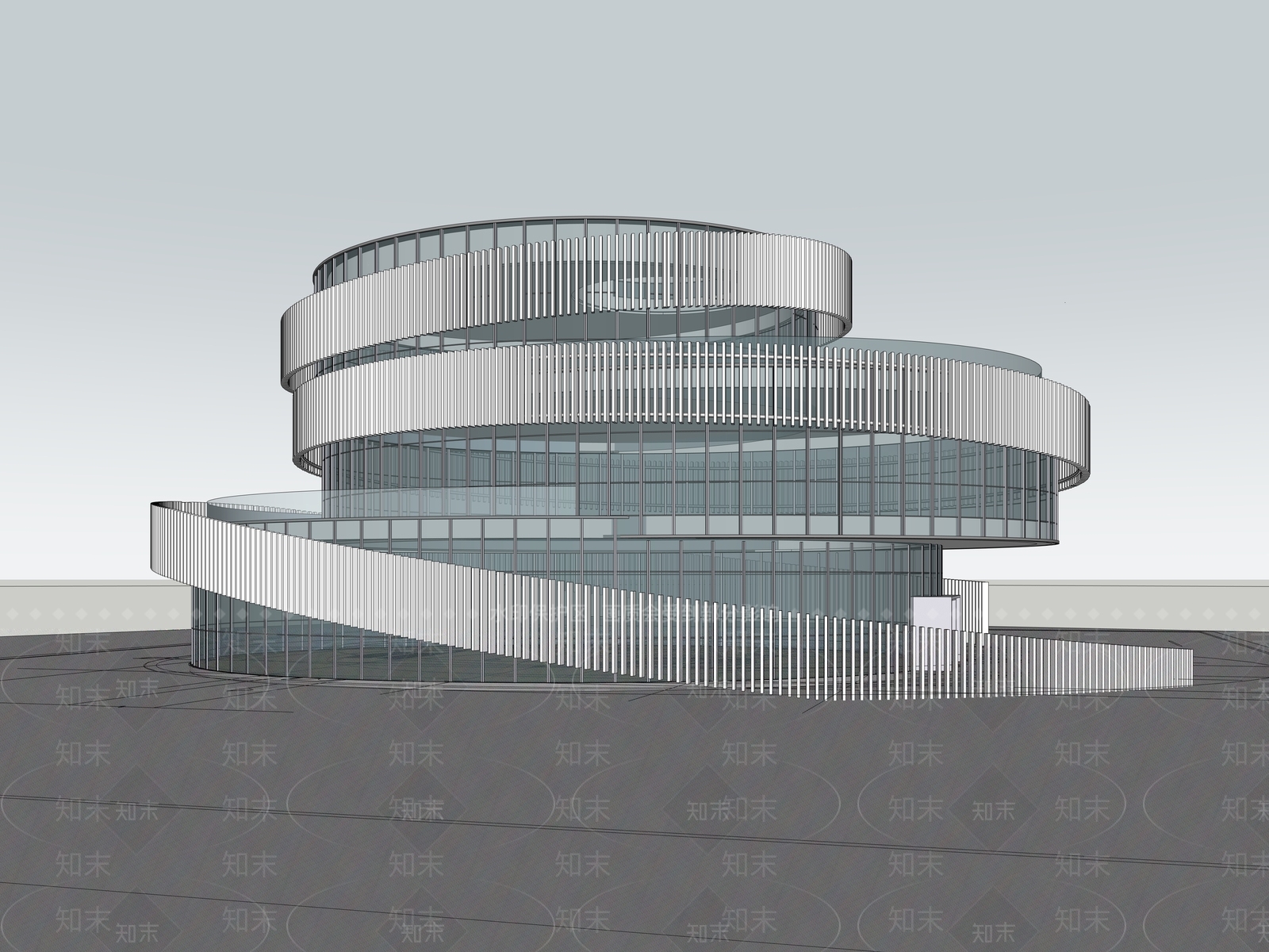 现代主义售楼处建筑SU模型下载【ID:1228404492】