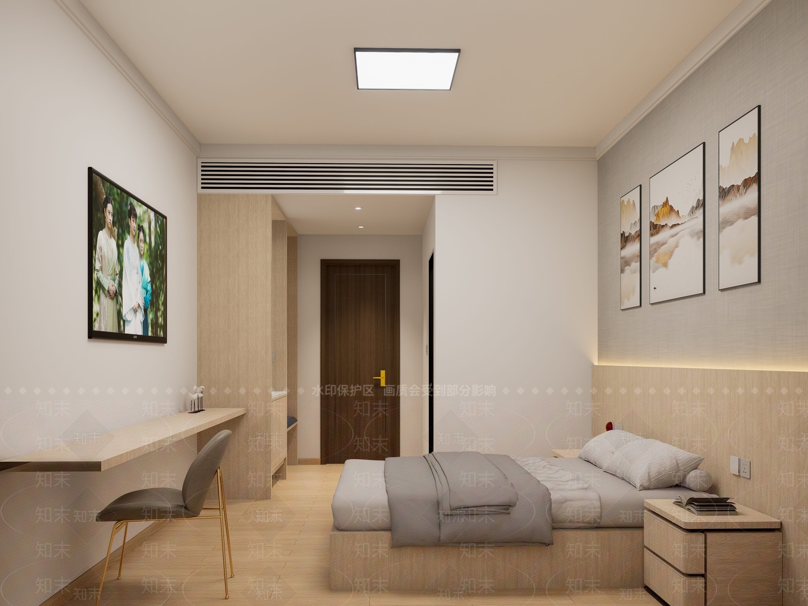 原木风家居卧室SU模型下载【ID:1228408099】