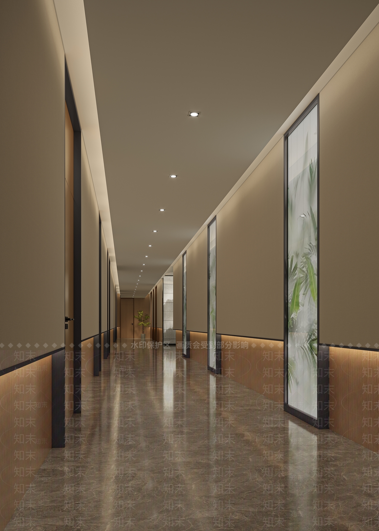 现代简约酒店走廊3D模型下载【ID:1228410501】