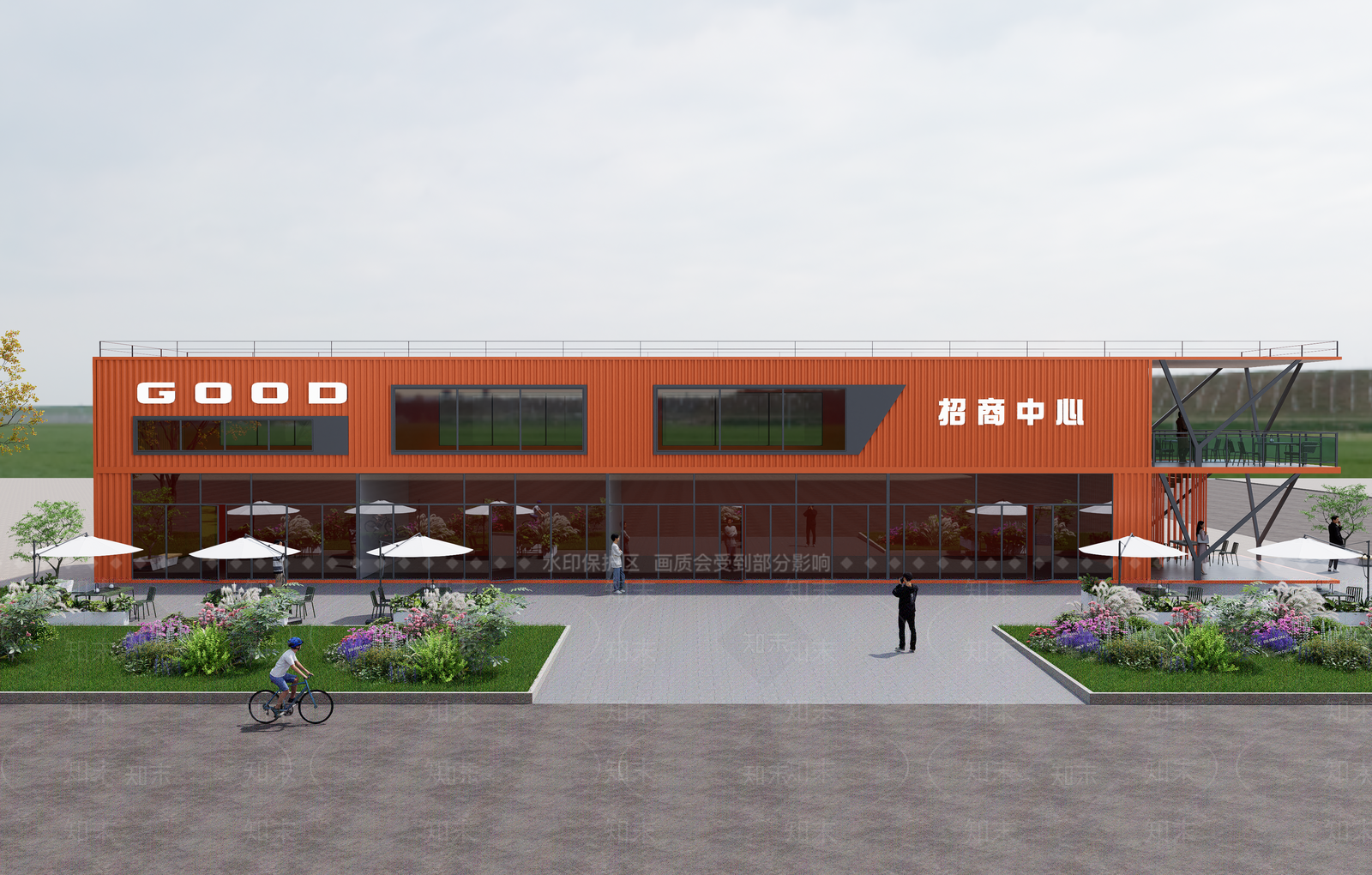 现代售楼处建筑SU模型下载【ID:1228410539】