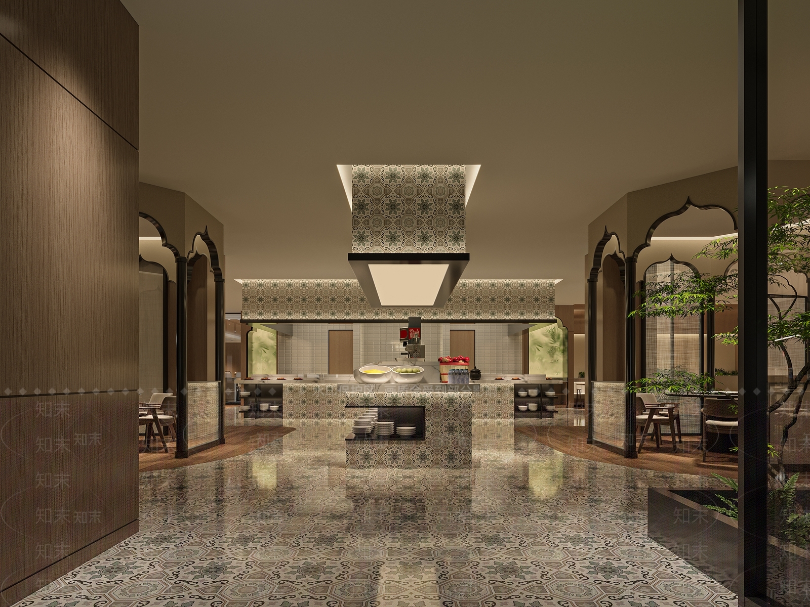 新中式酒店餐厅3D模型下载【ID:1228411790】