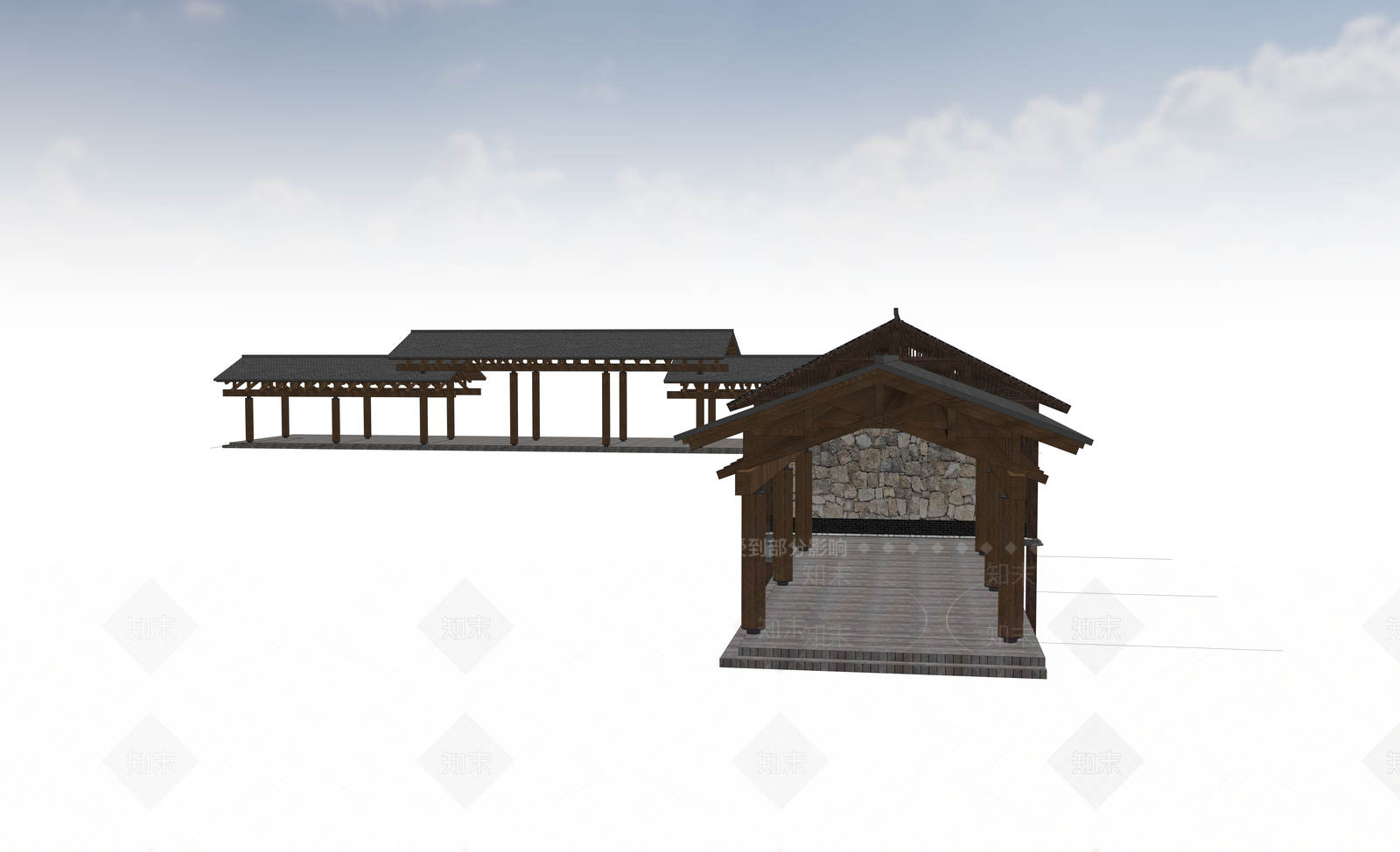 中式古建古建筑SU模型下载【ID:1228413843】