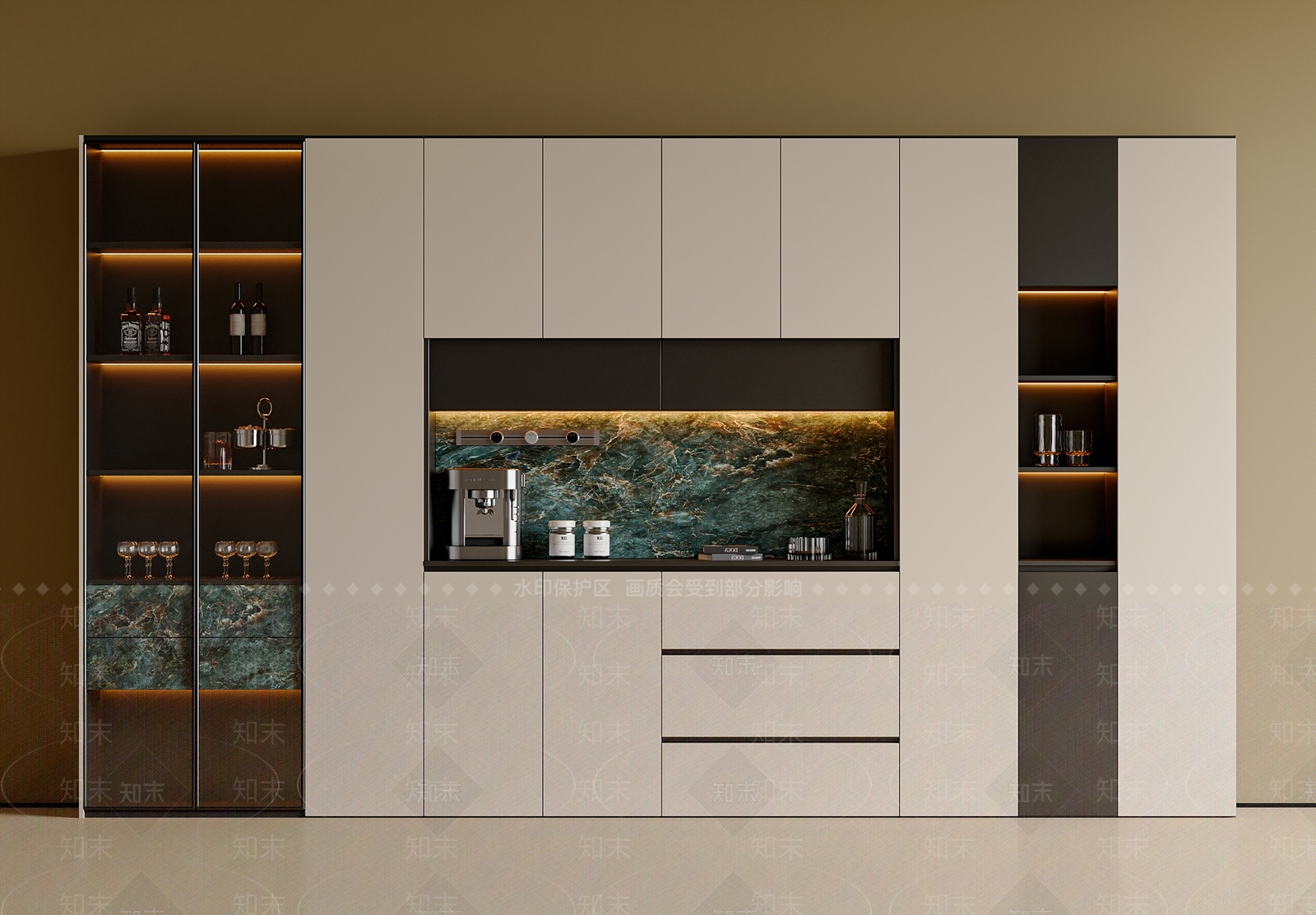 意式极简餐边柜SU模型下载【ID:1228414088】