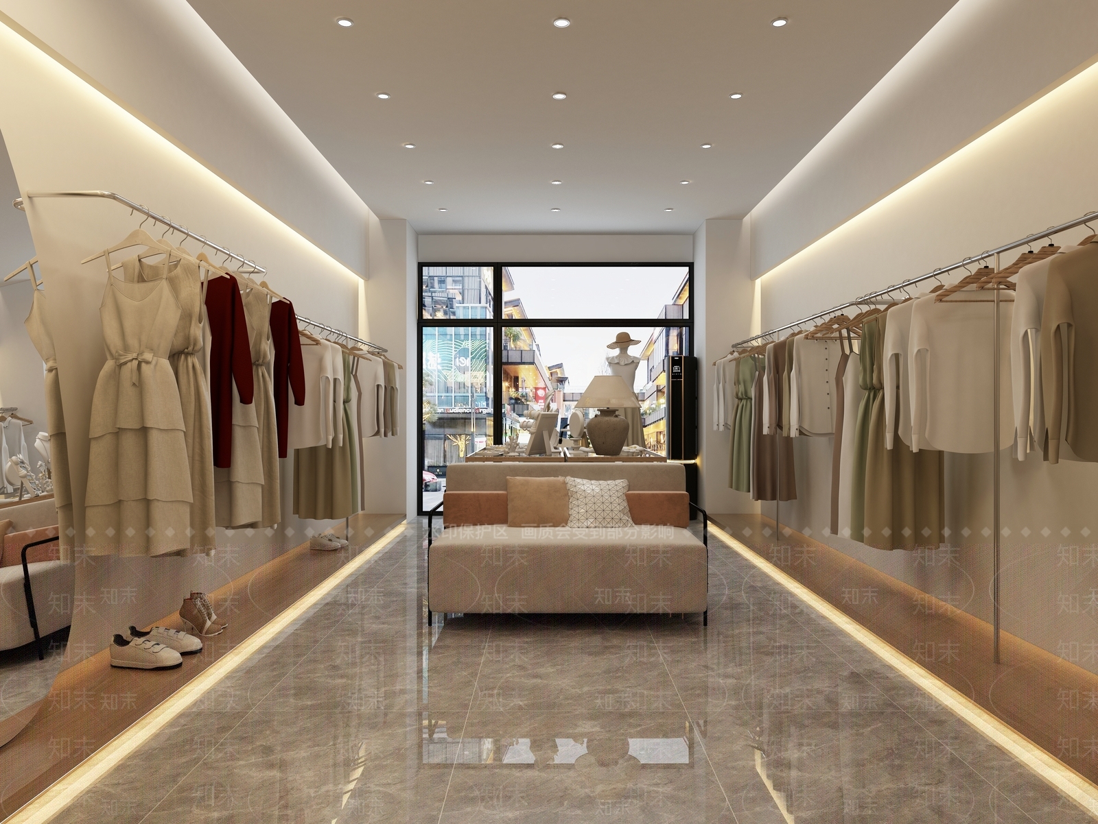 奶油风服装店3D模型下载【ID:1228414944】