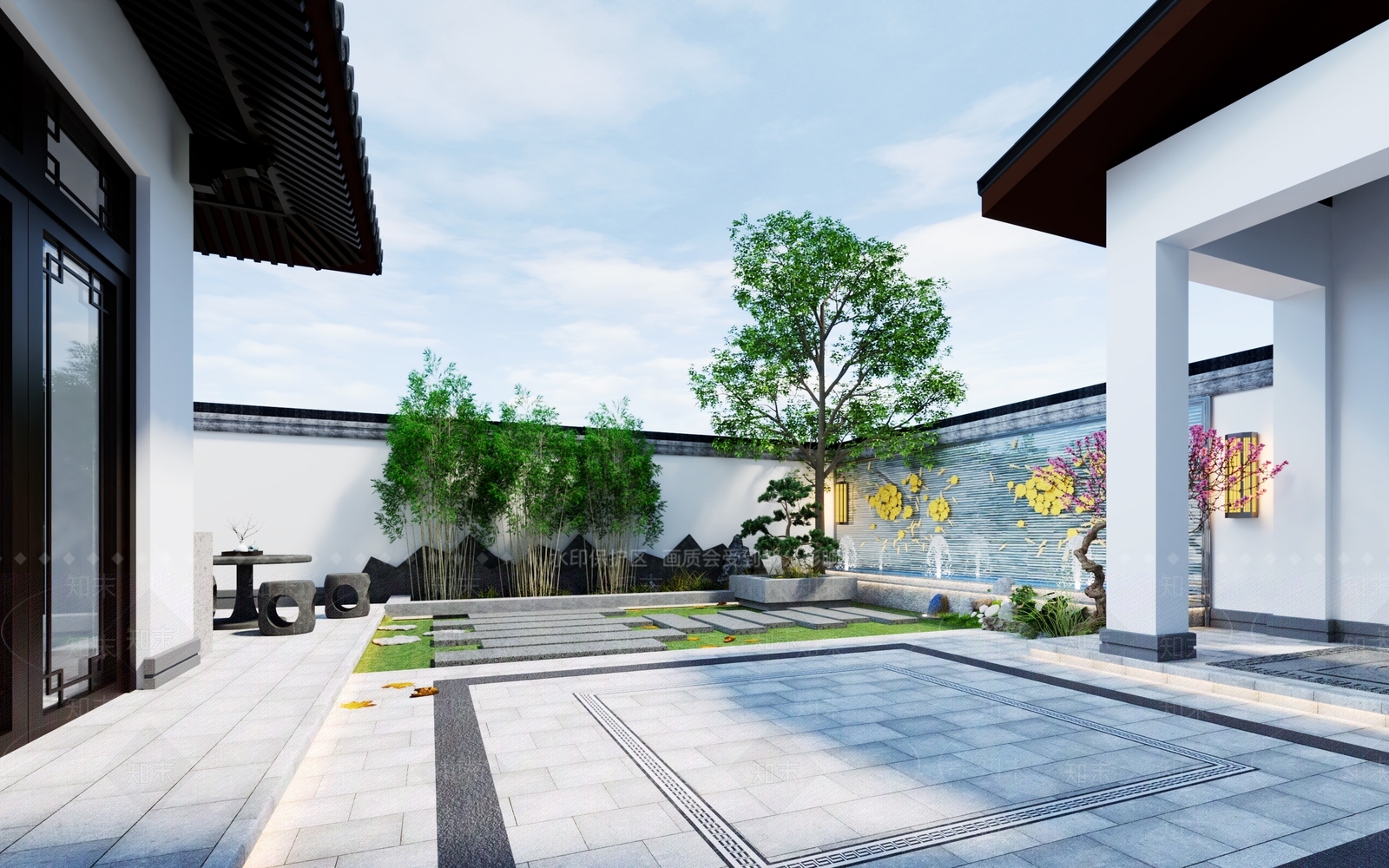 新中式景观庭院3D模型下载【ID:1228419265】