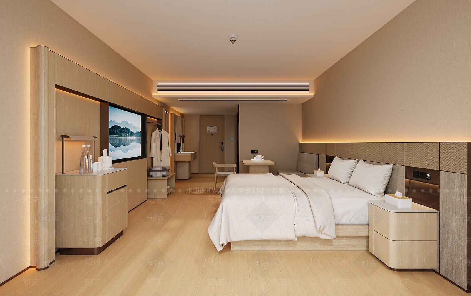 原木风酒店客房3D模型下载【ID:1228423949】