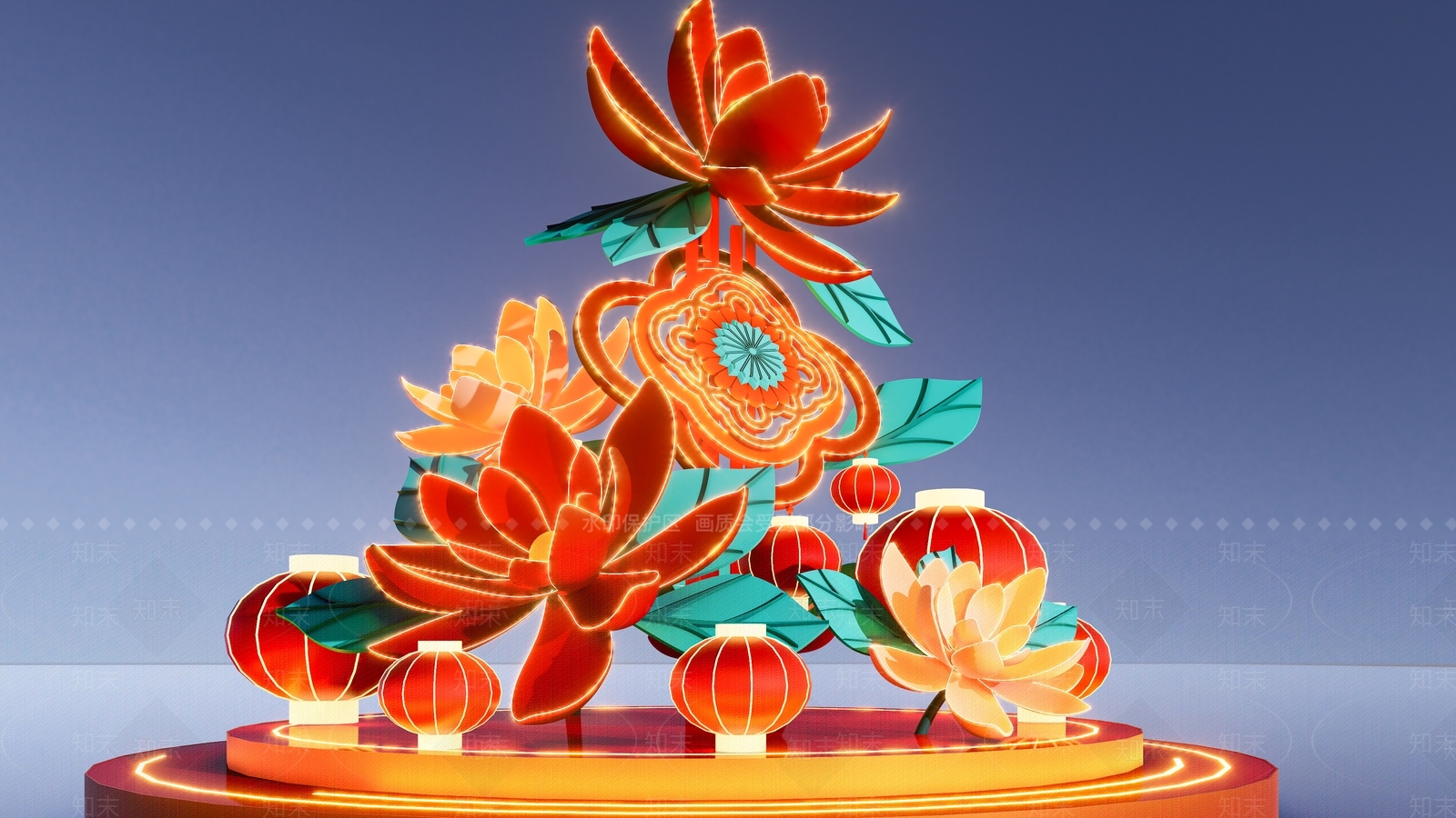 新中式文旅美陈SU模型下载【ID:1228434899】