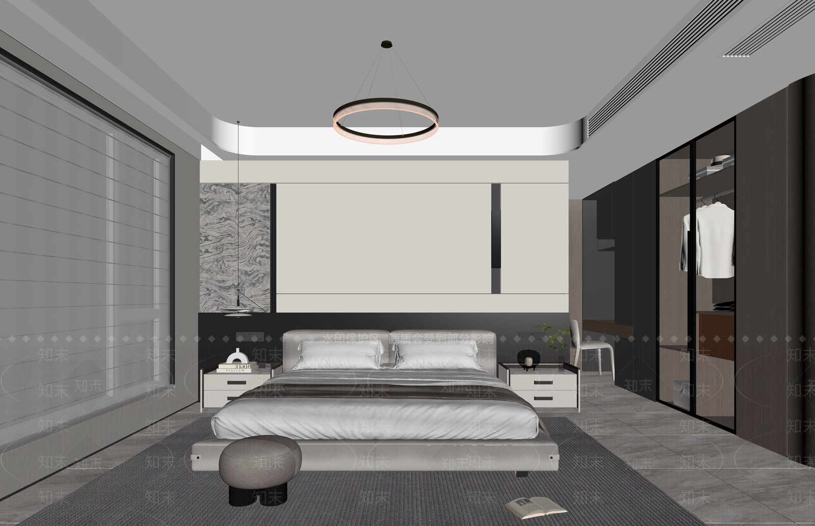 现代简约主卧3D模型下载【ID:1228439530】