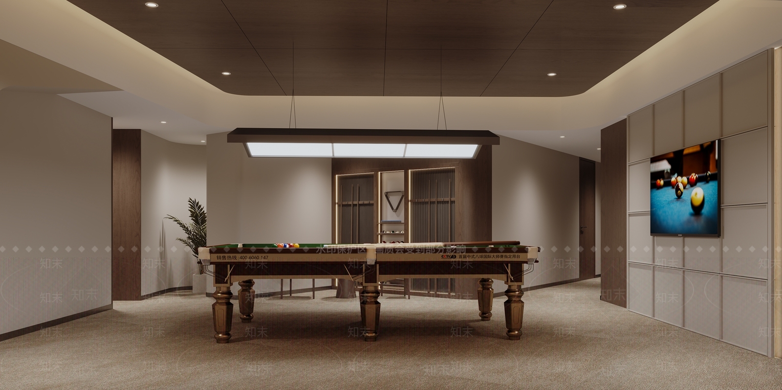 现代简约台球室3D模型下载【ID:1228445467】
