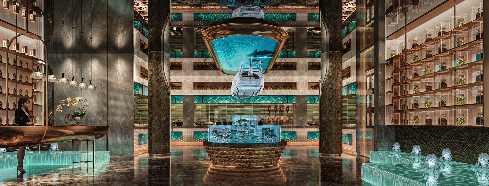 轻奢酒店大堂3D模型下载【ID:1228449336】
