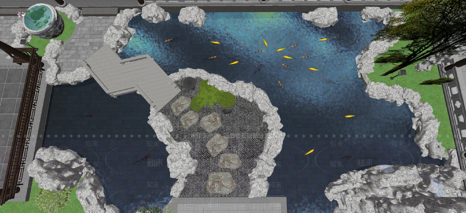 传统园林别墅庭院SU模型下载【ID:1228451623】