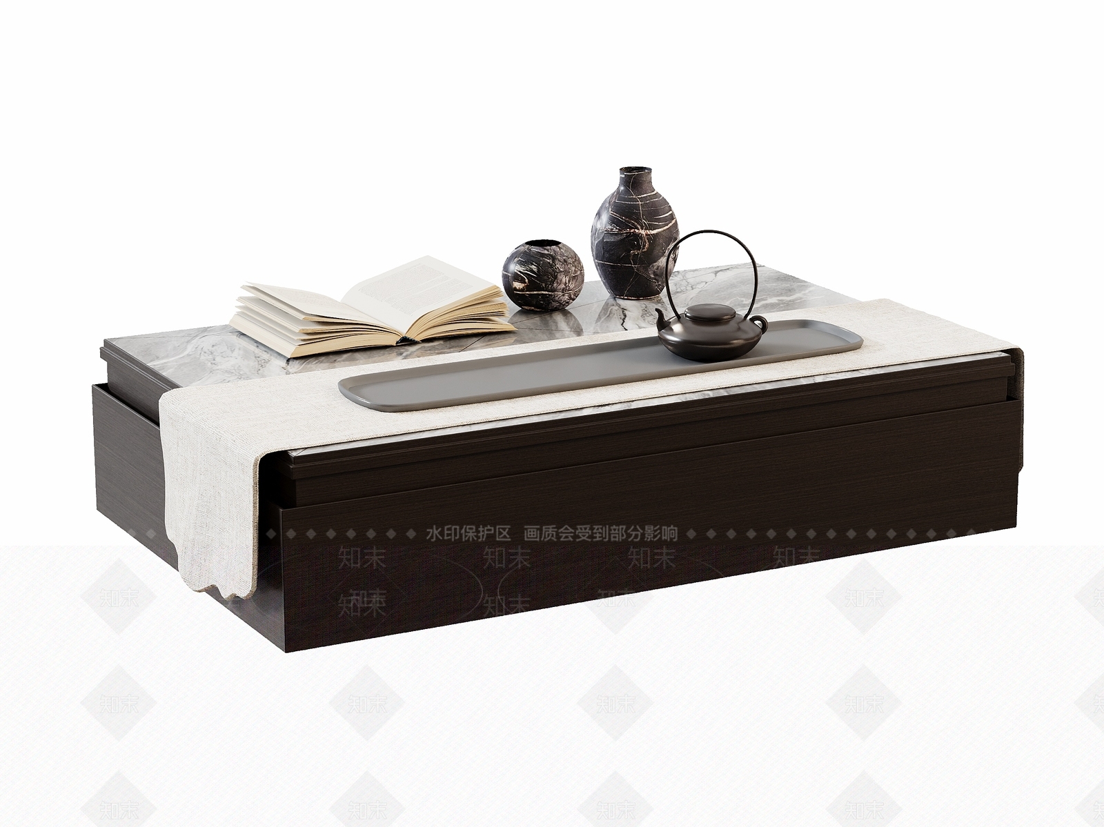 新中式茶几3D模型渲染效果图