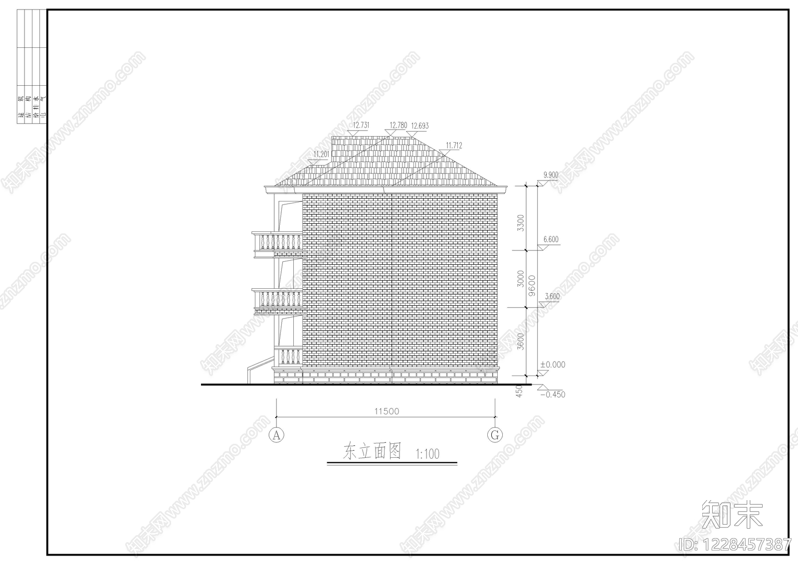 别墅建筑cad施工图下载【ID:1228457387】