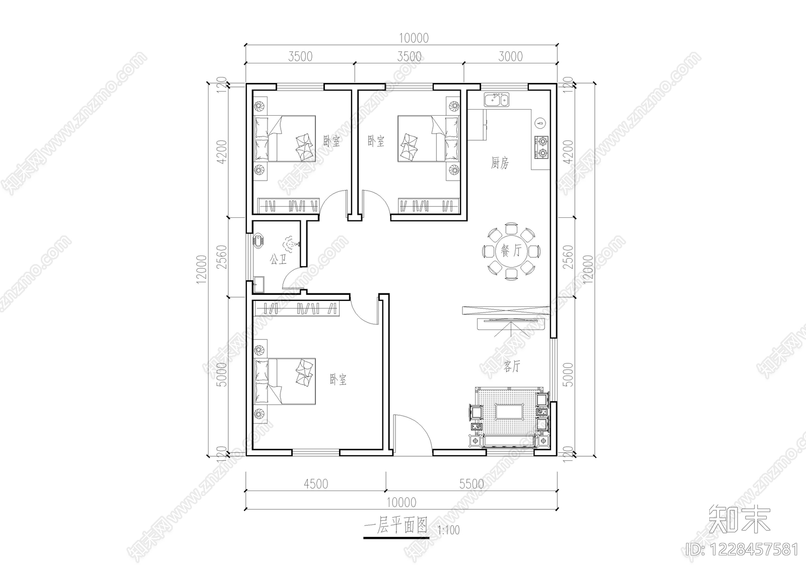 别墅建筑cad施工图下载【ID:1228457581】