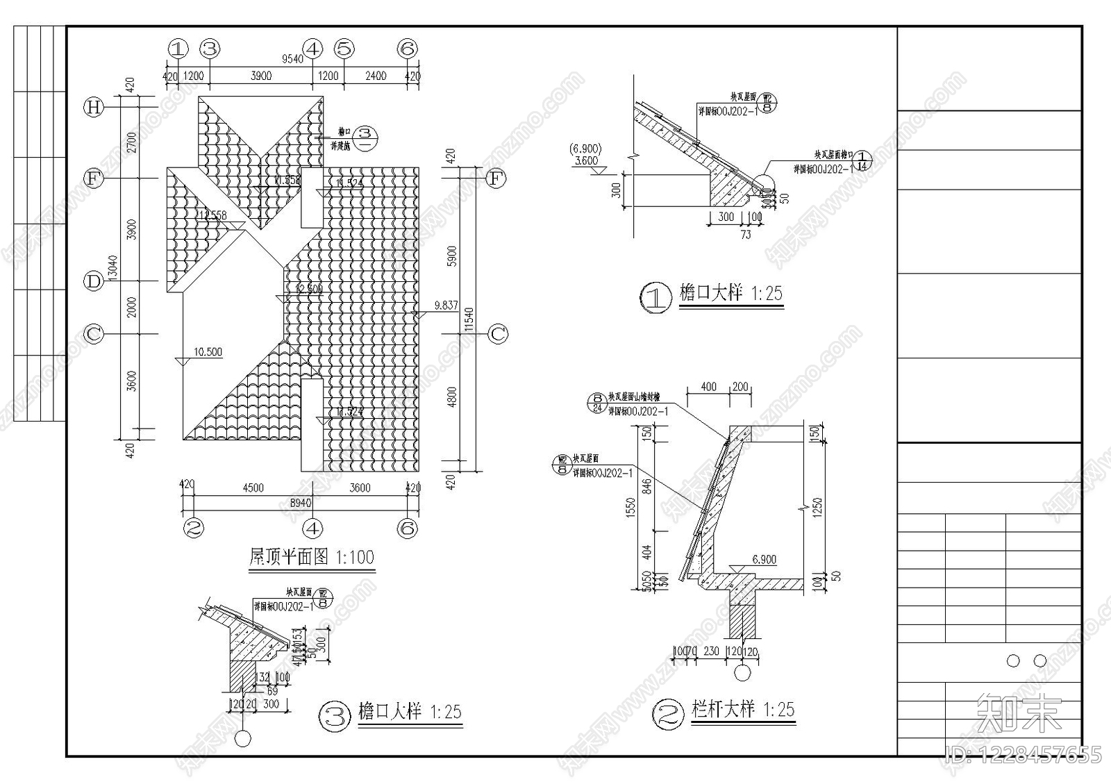 别墅建筑cad施工图下载【ID:1228457655】