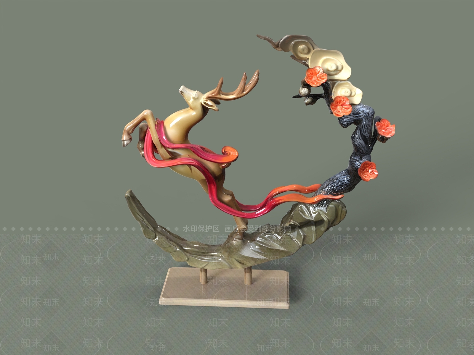 新中式雕塑摆件3D模型下载【ID:1228458363】