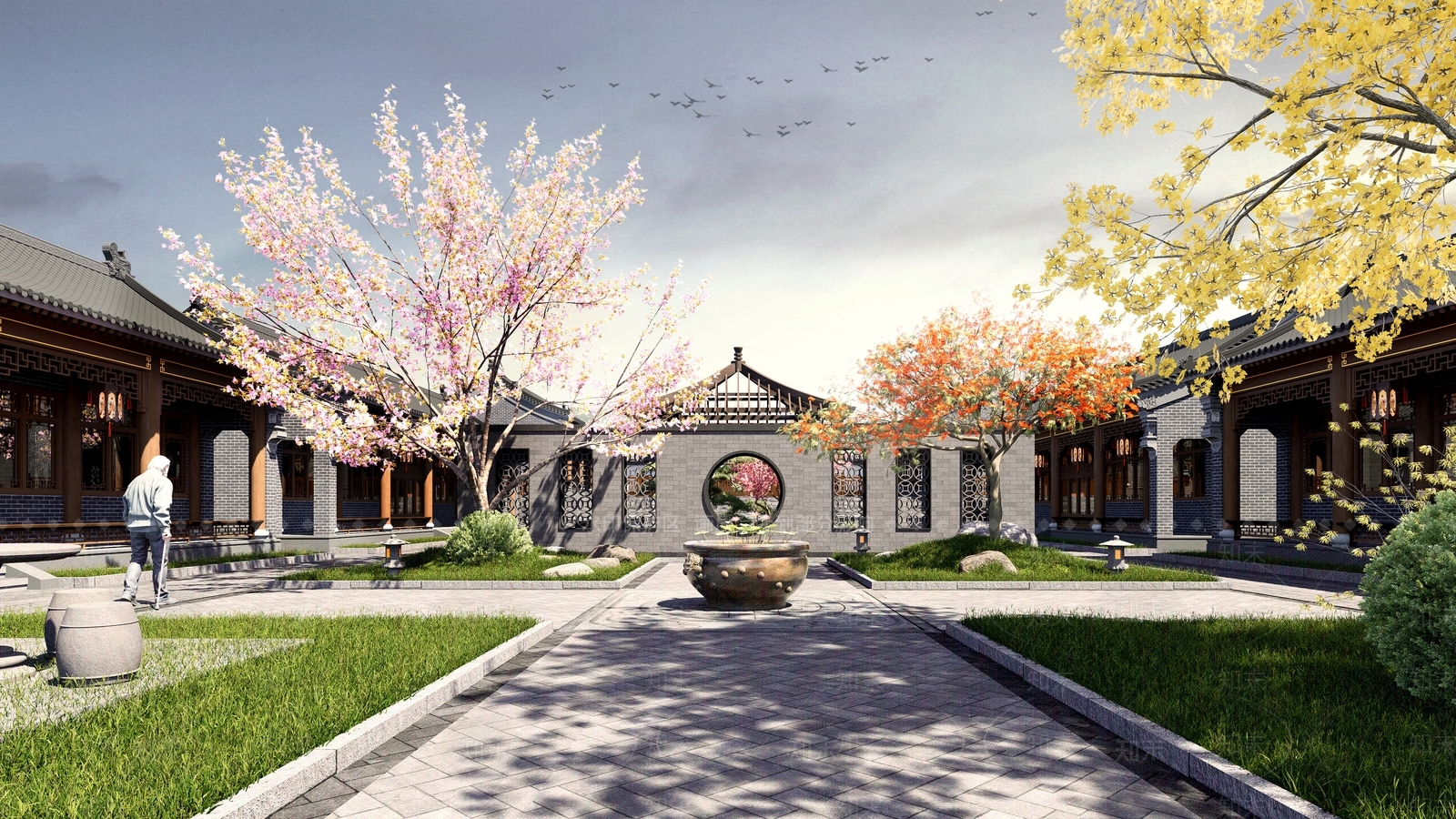 中式古建四合院SU模型下载【ID:1228466871】