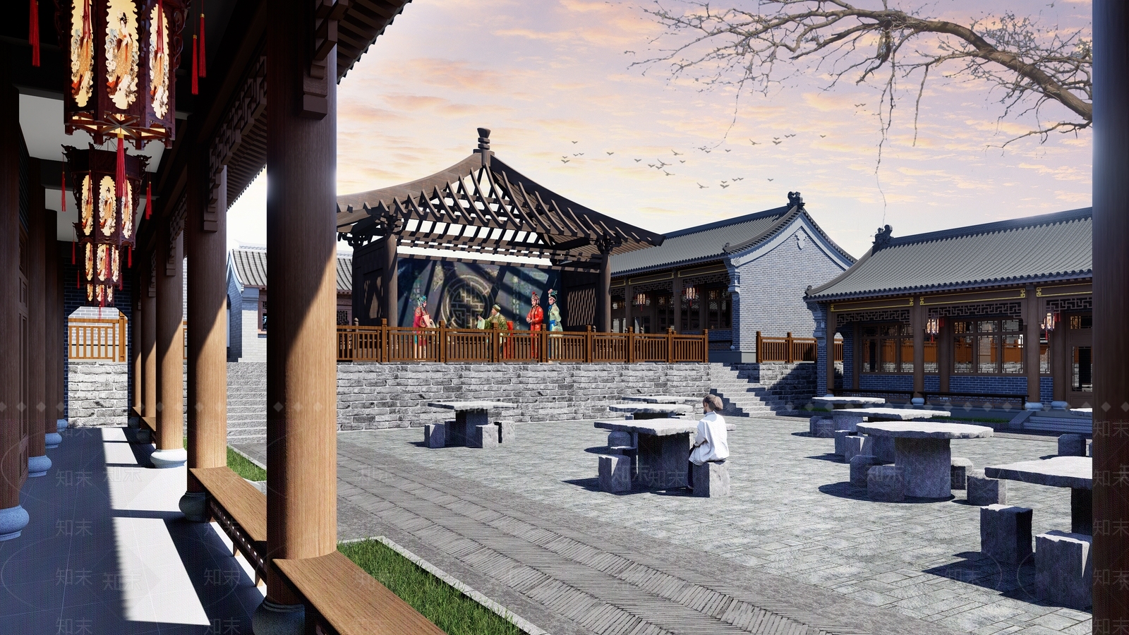 中式古建四合院SU模型下载【ID:1228466871】