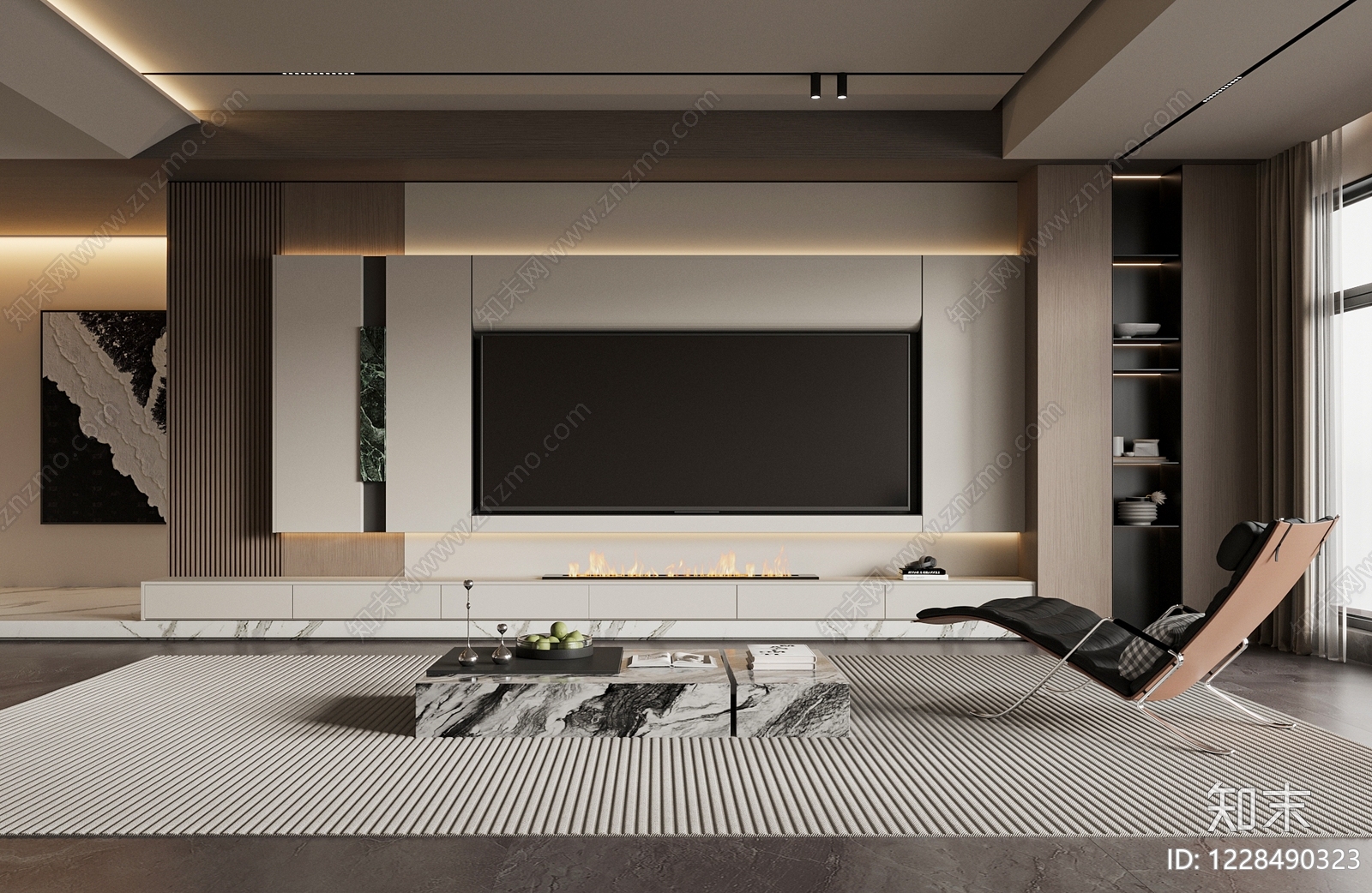 意式极简电视柜3D模型下载【ID:1228490323】
