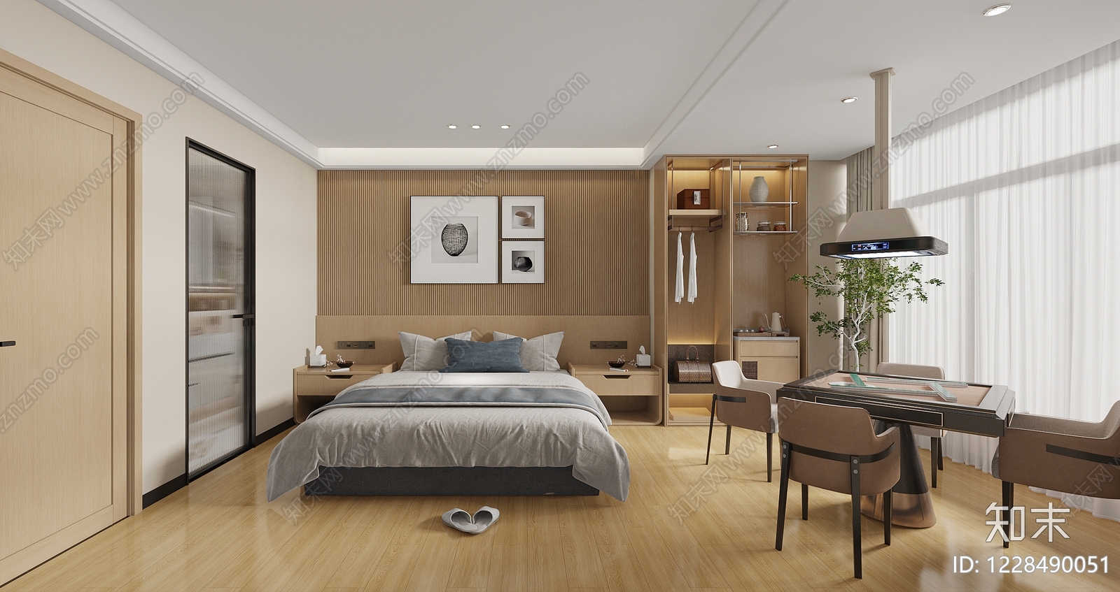 原木风酒店客房3D模型下载【ID:1228490051】